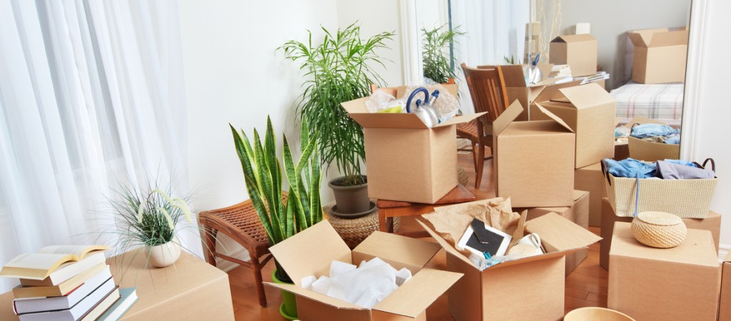 Packing boxes used in the process of moving home