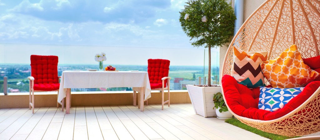 relaxing rooftop deck of an apartment building