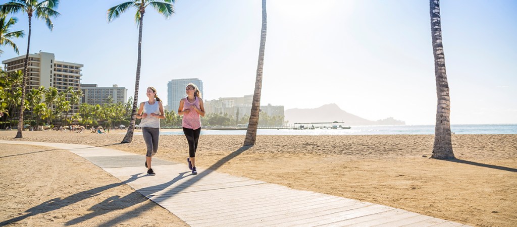 women running in sunny CA