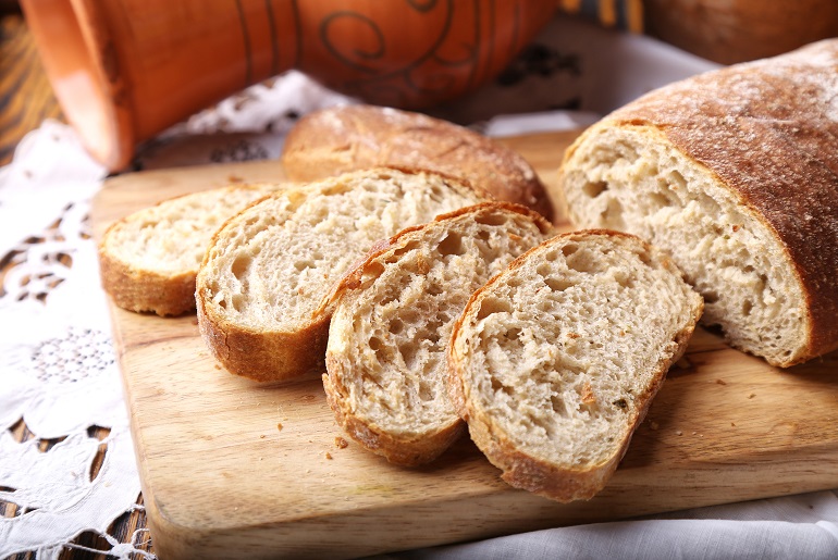 Ciabatta Bread on a Wooden Board