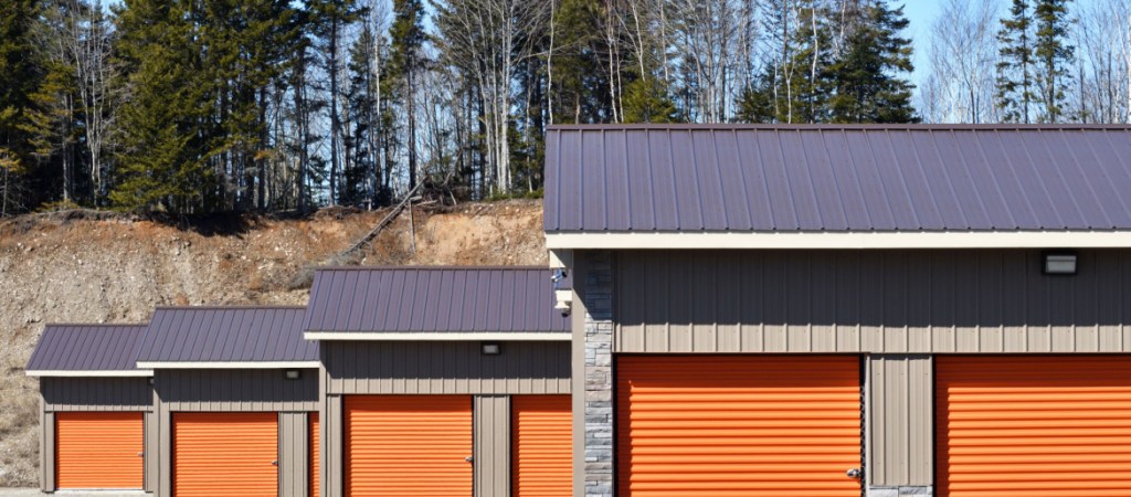 Group of Orange Door Storage Units