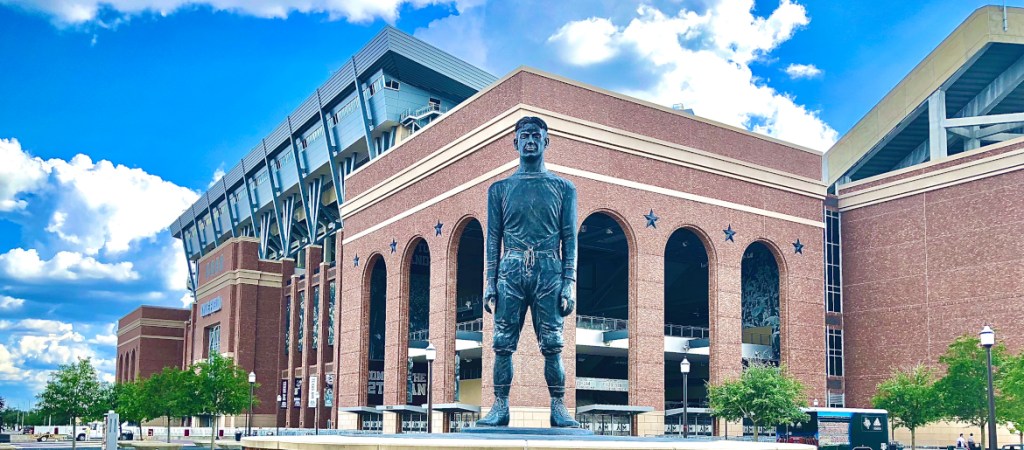 12th man statue in front of kyle field in college station texas