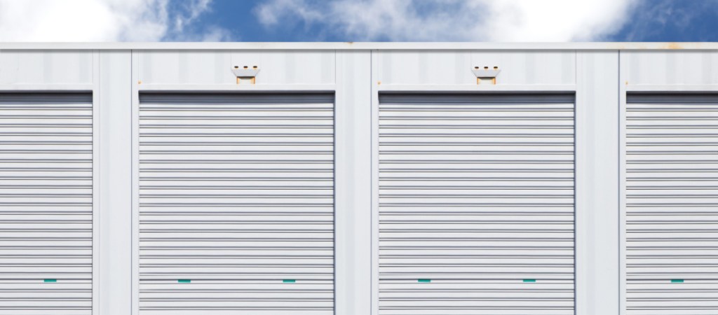 white storage units at self storage facility