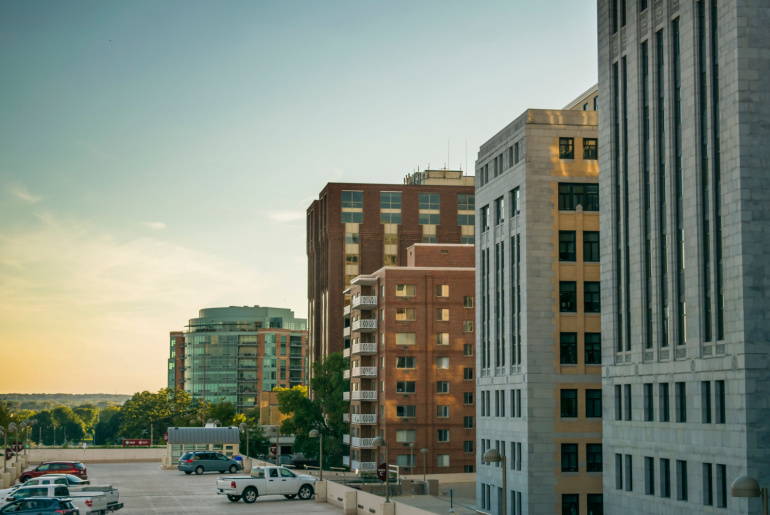 Apartment buildings in downtown Madison, Wisconsin