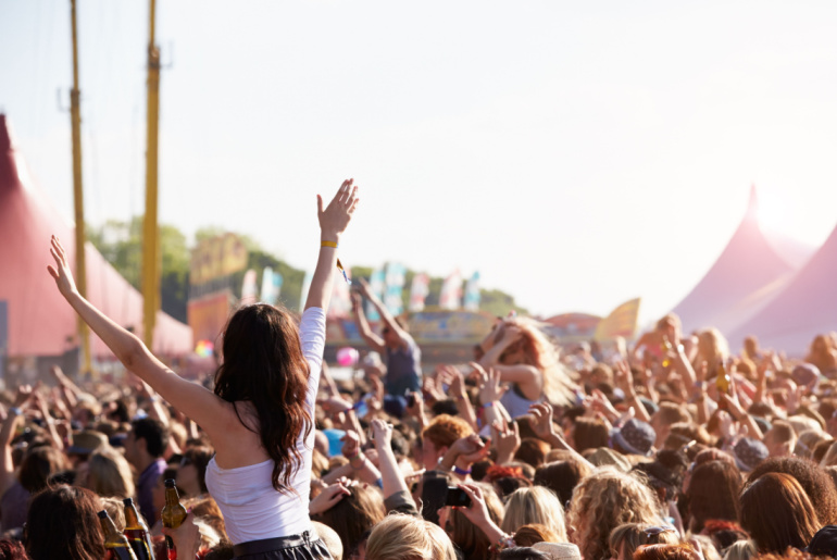 Crowds Enjoying Themselves At Outdoor Music Festival