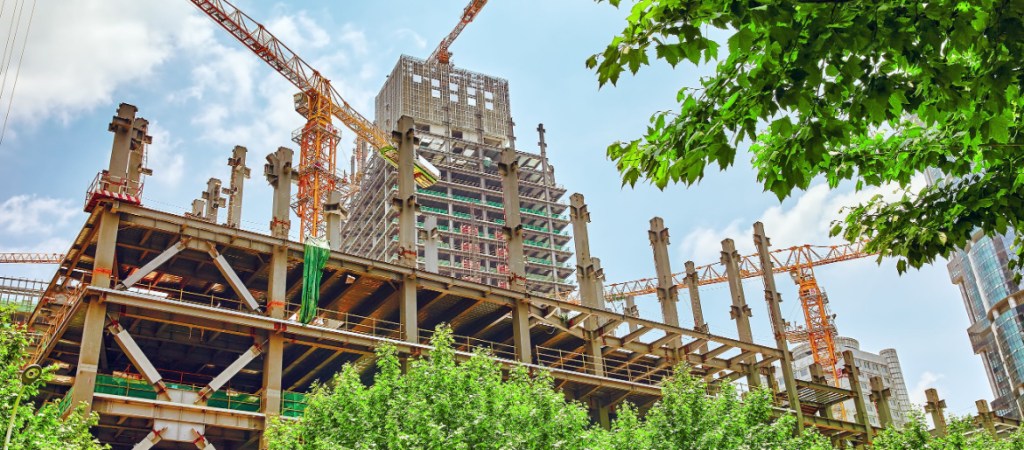 Skyscraper Building under construction in summer day