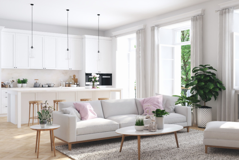 modern living room in Concord, NC, home
