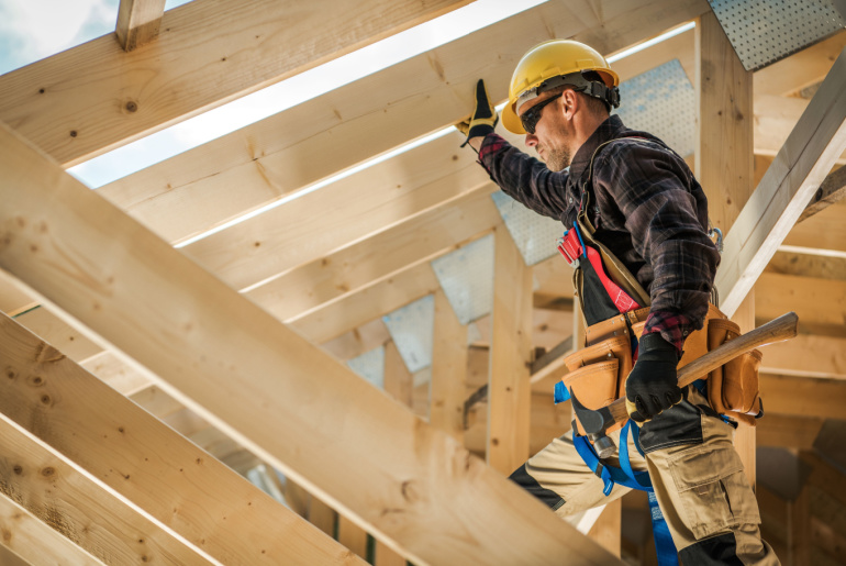 Contractor and the Wooden House Frame