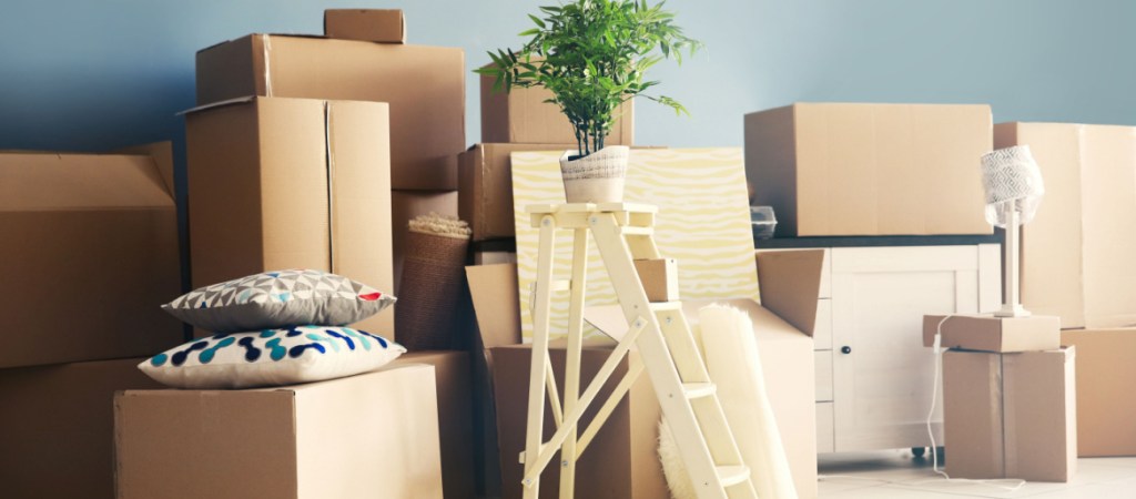 Packed household goods for moving into new house