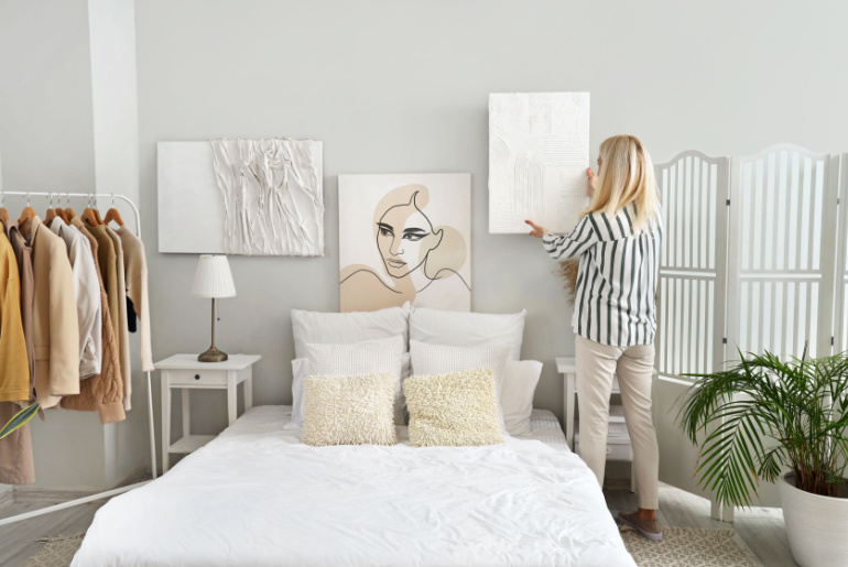 How to choose art for your bedroom walls, bedroom artwork, art for bedroom