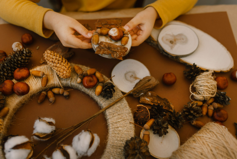 acorns and chestnuts wreath