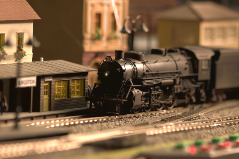 Retro railway station model