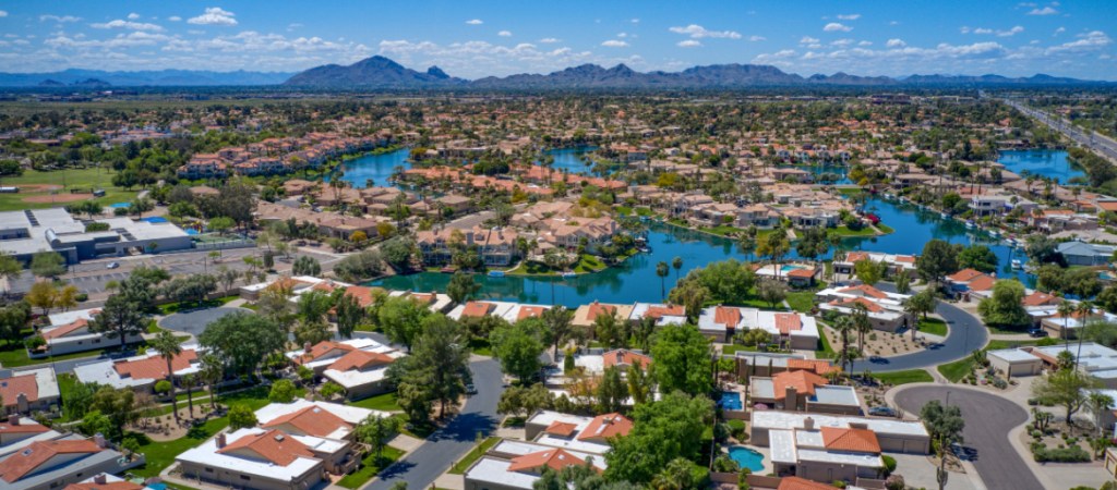Urban desert North Scottsdale neighborhood during the spring