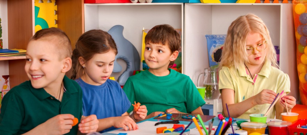 group of children doing activities together