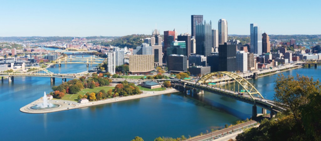 Panoramic view on Pittsburgh, PA skyline
