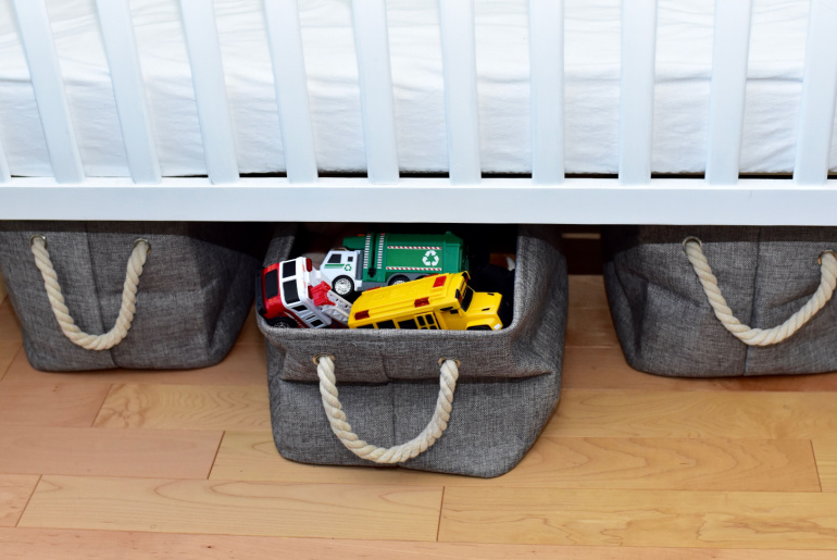 Storage tubs simple toy storing solutions in baby toddlers room under crib or bed