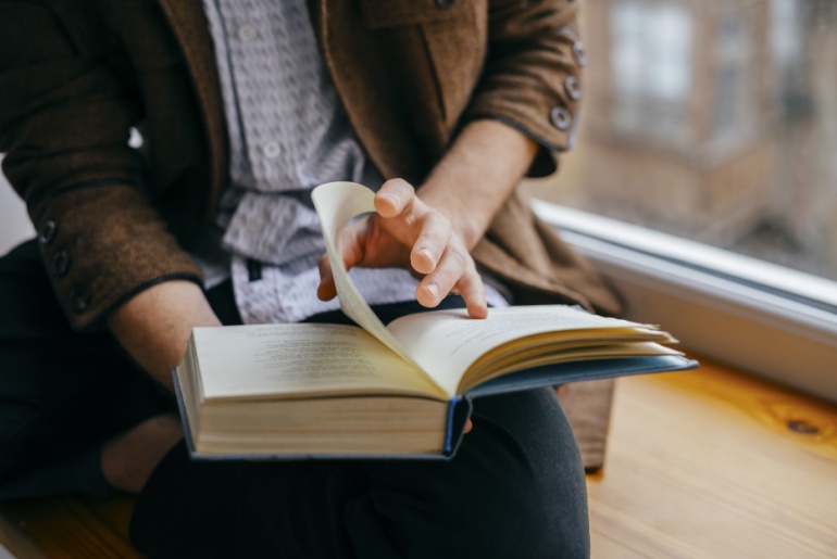 Person reading a book