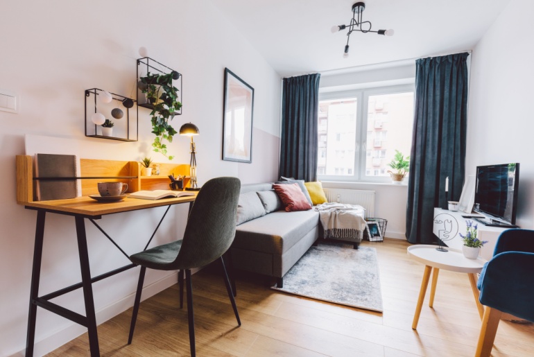 home office in a small apartment