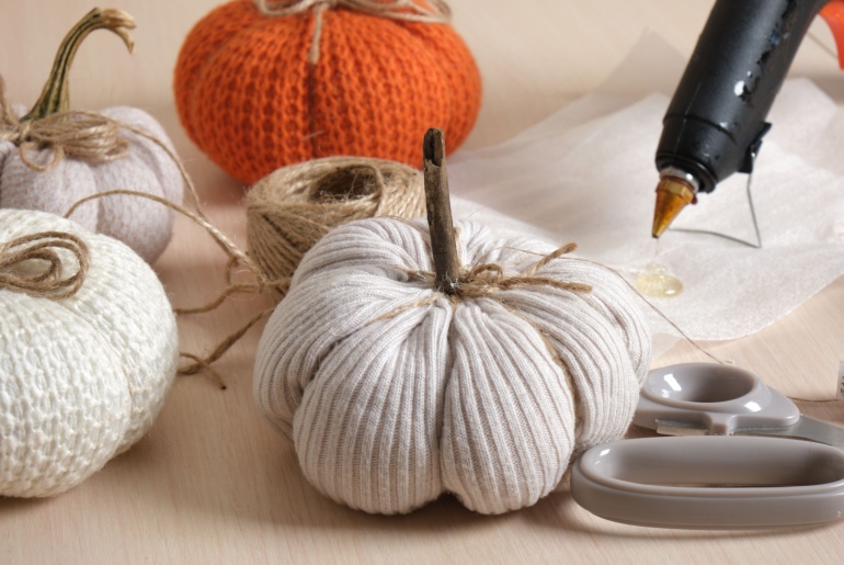 Pumpkins made out of cloth.