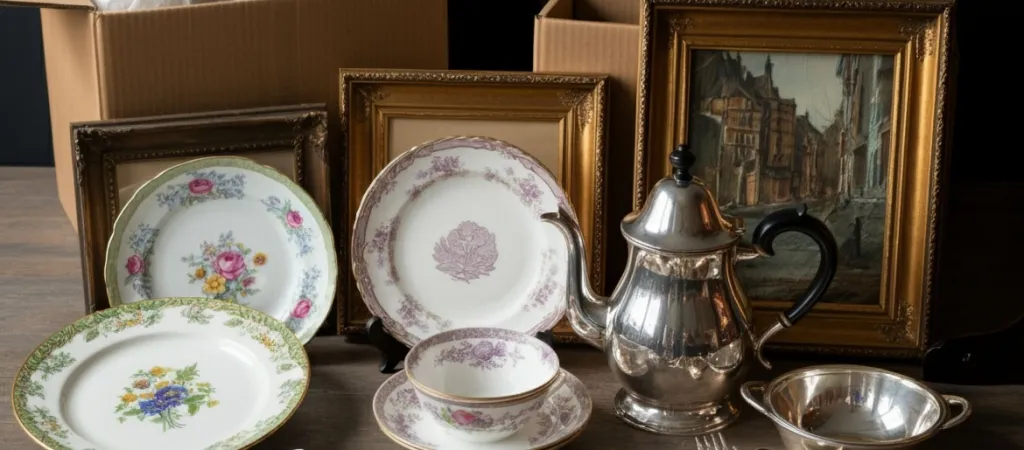 China and other antiques being packed