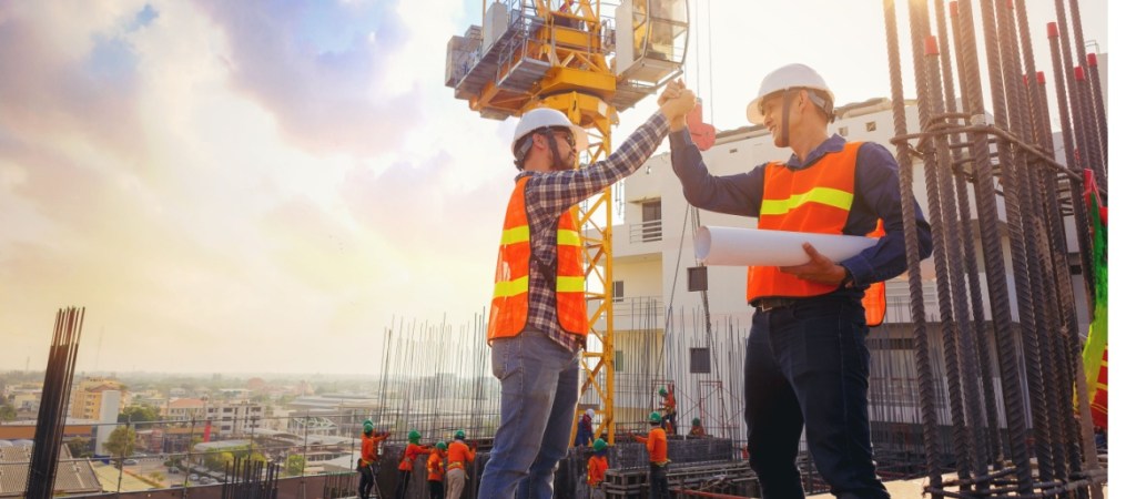Two men on construction site