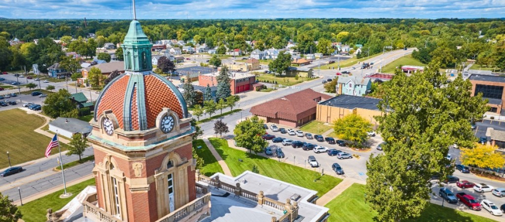 Aerial view of Elkhart indiana