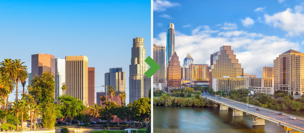 Images of Los Angeles, CA and Austin, TX