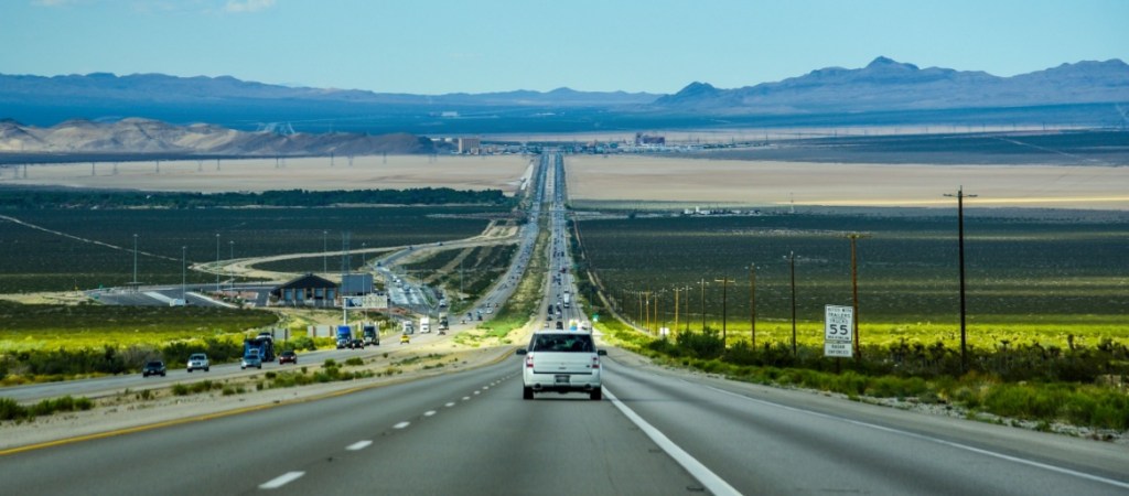 CA to NV Migration: Driving to Las Vegas on Interstate 15 - California, USA