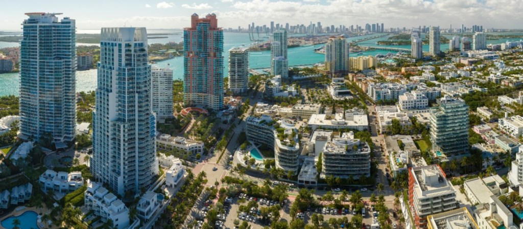 Miami Beach city with high luxury hotels and condos