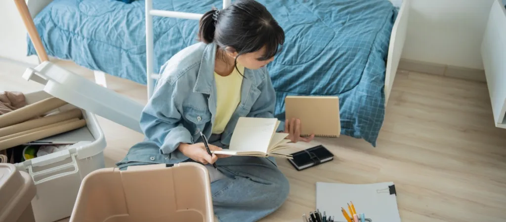 Student preparing to move out of dorm