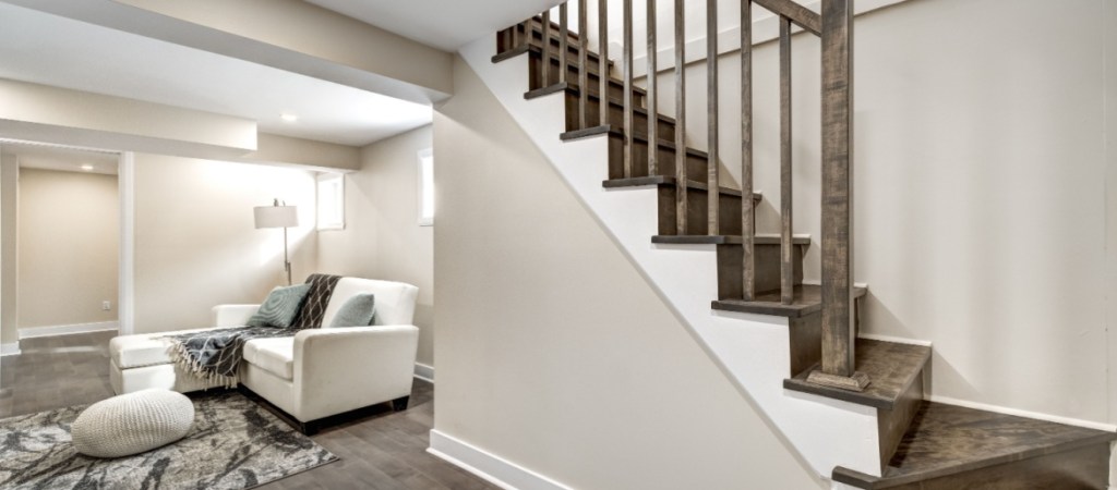 Basement living room.