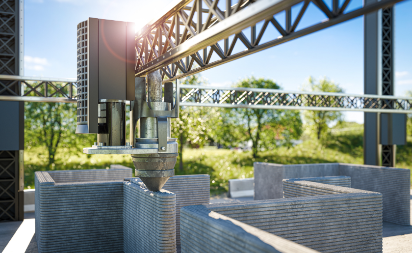 3D printing a concrete house. Alternative form of construction and housing.