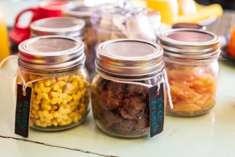 jars with pantry staples