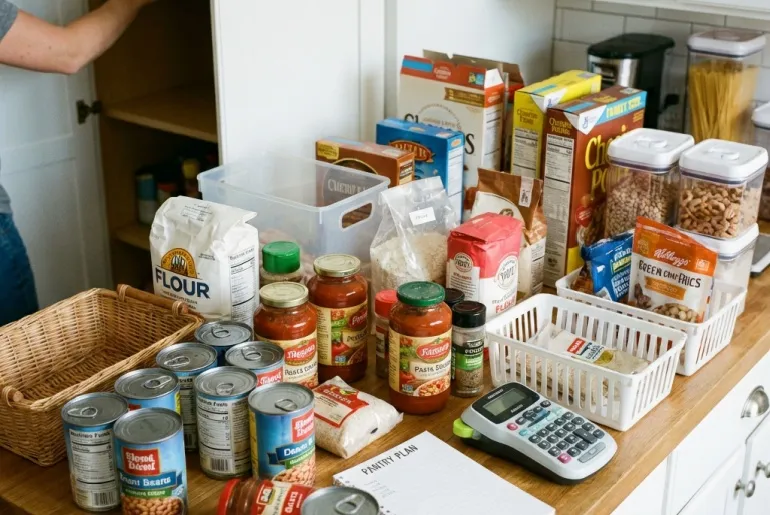 person clearing out pantry