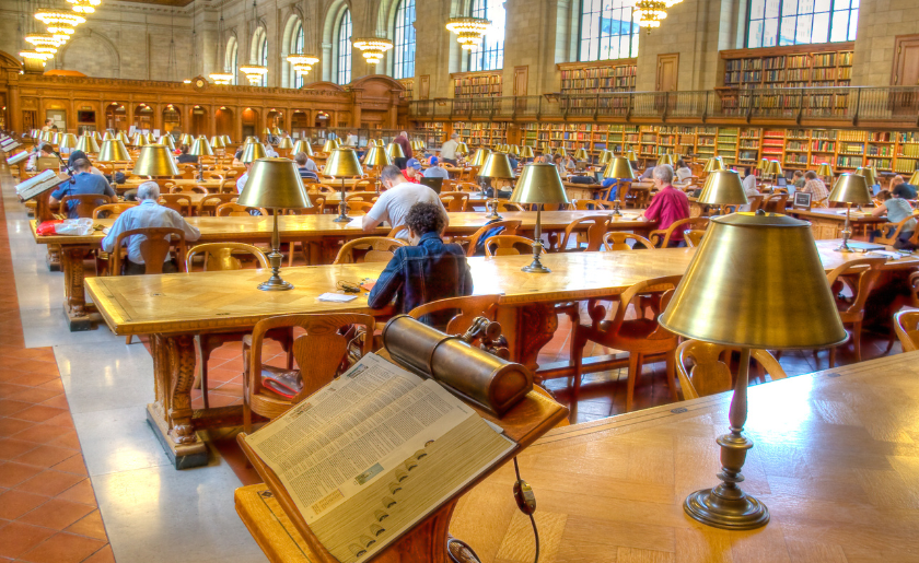 Rose Reading Room at the New York Public Library, where you can donate books.