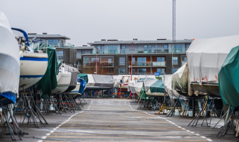 Boats stored in boatyard