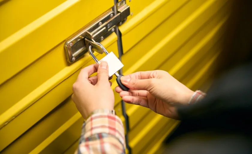 Locked door of a self storage unit