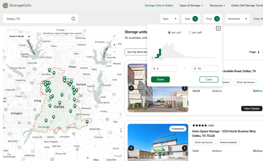 how to find cheap storage on StorageCafe