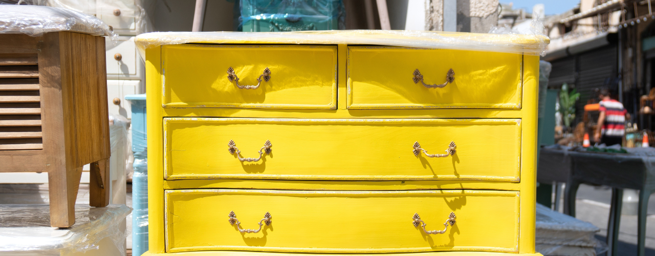 Old furniture on flea market