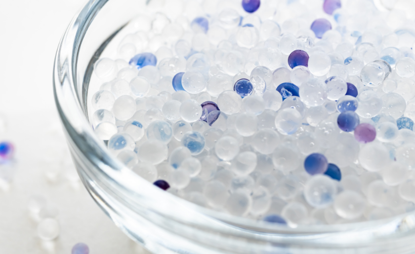 Silica gel beads. Desiccant for dehumidifier
