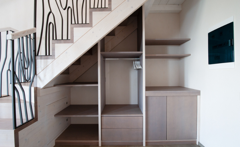Under-stair wardrobe storage space