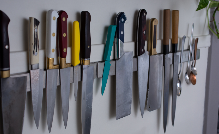 Magnetic strip for knife storage