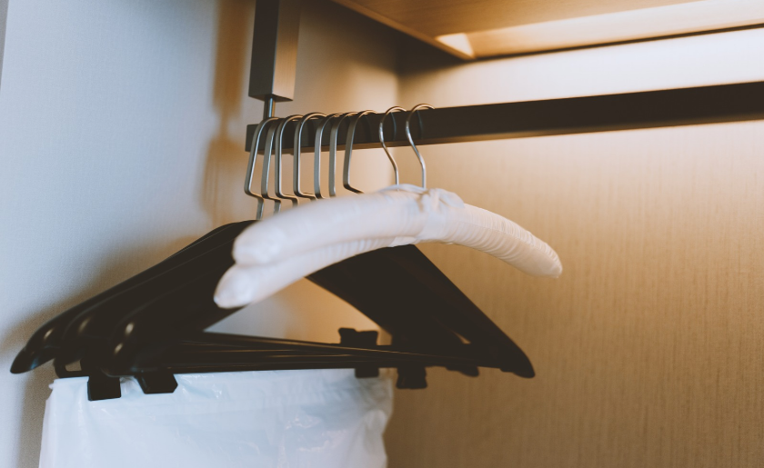 Hall closet with interior warm ambient lighting