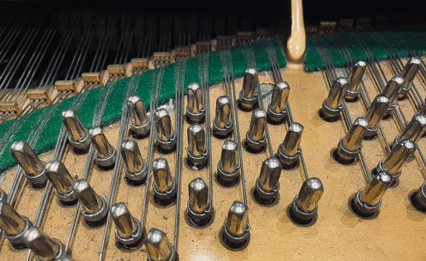 Pinblock inside grand piano