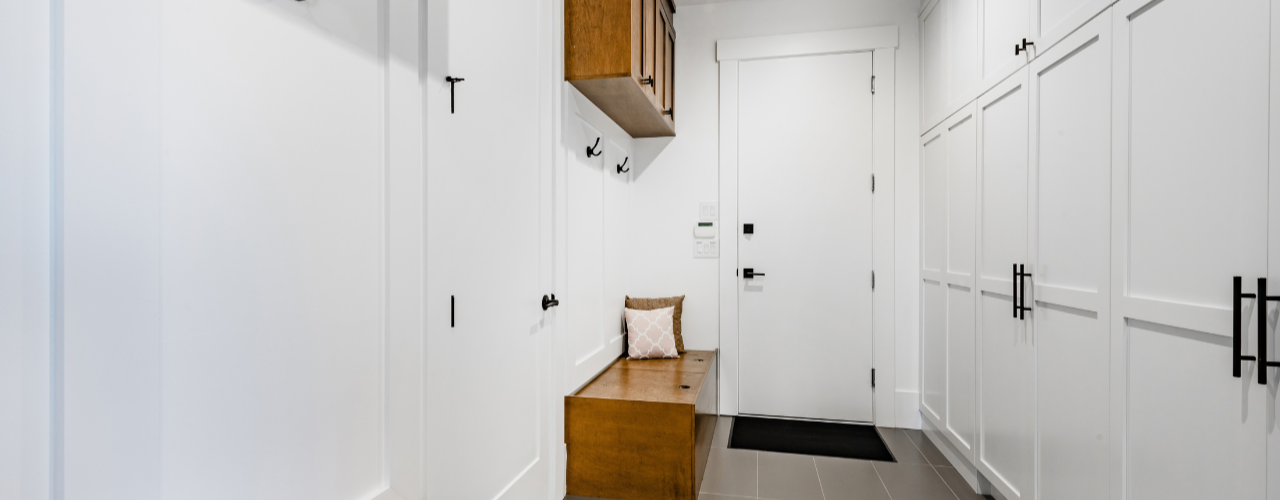 Stylish white mudroom
