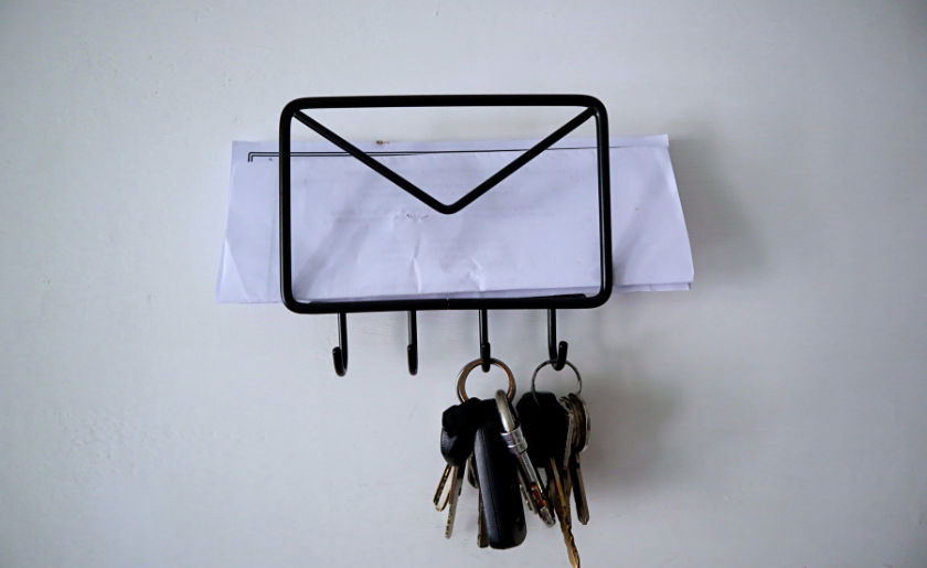 Wall-mounted organizer for mail and keys